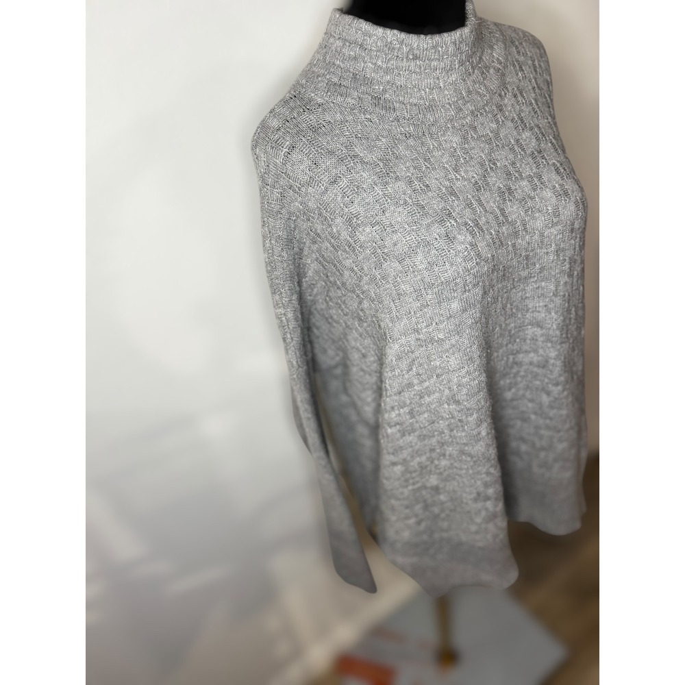 Vince Camuto Mock Neck Oversized Comfy Textured Knit‎ Sweater Women Medium Gray - Picture 4 of 7